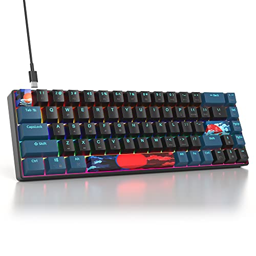 SOLIDEE mechanische Gaming Tastatur 65%,68 Tasten mit Lineare rote Schalter,kabelgebundene mechanische Tastatur mit LED-Hintergrundbeleuchtung,gemischtes Licht kompakte Tastatur(68 Monstor(B)) von SOLIDEE