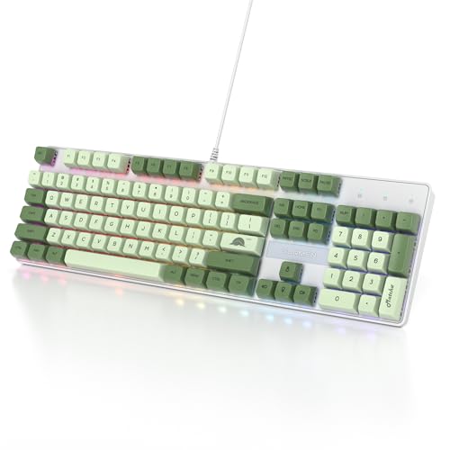 SOLIDEE mechanische Gaming-Tastatur in voller Größe,grüne Matcha-Tastatur,QWERTY 104 Tasten kabelgebundene Tastatur,RGB Hintergrundbeleuchtung&Nummernblock,mechanische Tastatur von NKRO(104 Matcha) von SOLIDEE