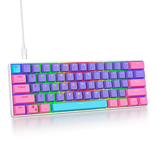 SOLIDEE mechanische gaming tastatur 60 prozent,61 Tasten kompakte mechanische tastatur RGB Hintergrundbeleuchtung,60% prozent tastatur mechanisch QWERTY,Roter Schalter für Win/Mac PC Laptop(61 Purple) von SOLIDEE