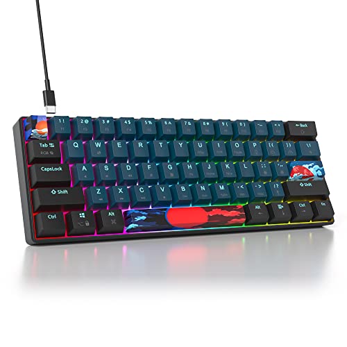 SOLIDEE mechanische gaming tastatur 60 prozent,61 Tasten kompakte mechanische tastatur RGB Hintergrundbeleuchtung,60 prozent tastatur mechanisch QWERTY,Roter Schalter für Win/Mac PC Laptop(61 Monstor) von SOLIDEE