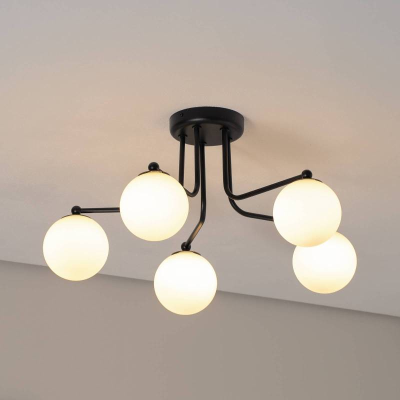 Deckenleuchte Astral, schwarz, Länge 64 cm, Stahl/Glas von SOLLUX LIGHTING