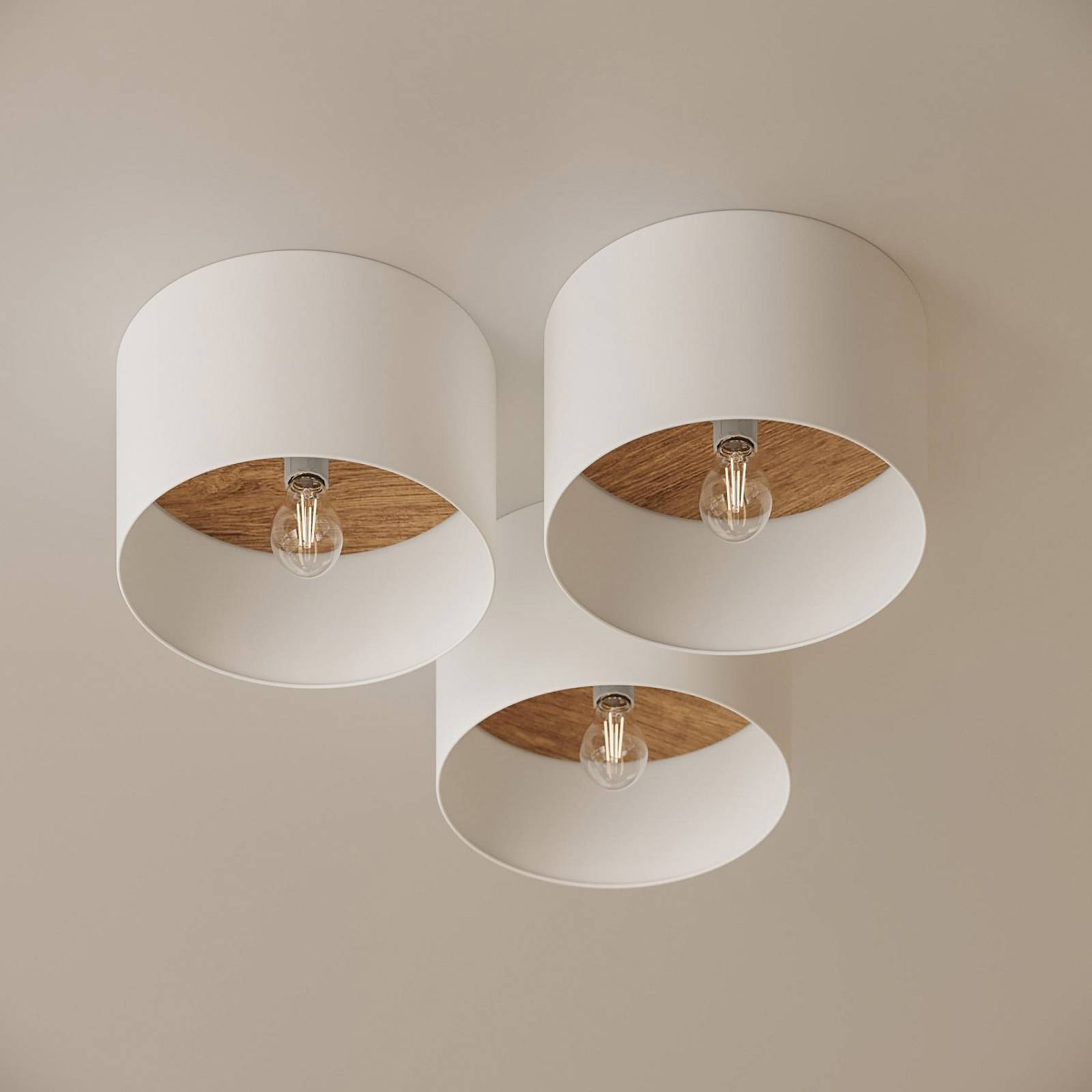 Deckenleuchte Telesto, weiß, Ø 35 cm, Stoff, Holz, Stahl Deckenleuchte Telesto, weiß, Ø 35 cm, Stoff, Holz, Stahl von SOLLUX LIGHTING