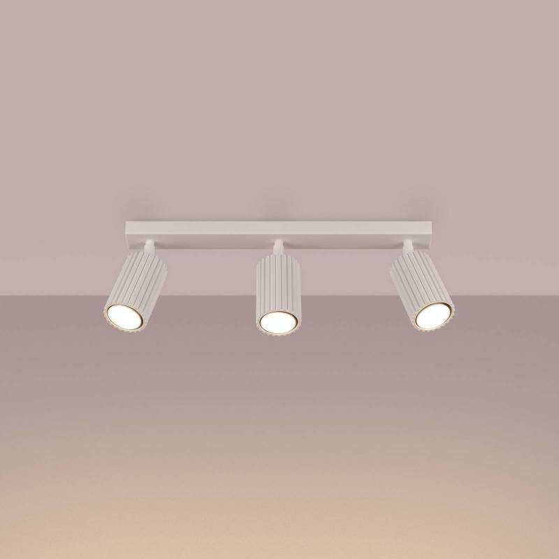 Deckenstrahler Karbon, beige, Länge 45 cm, Aluminium, 3-flg. von SOLLUX LIGHTING