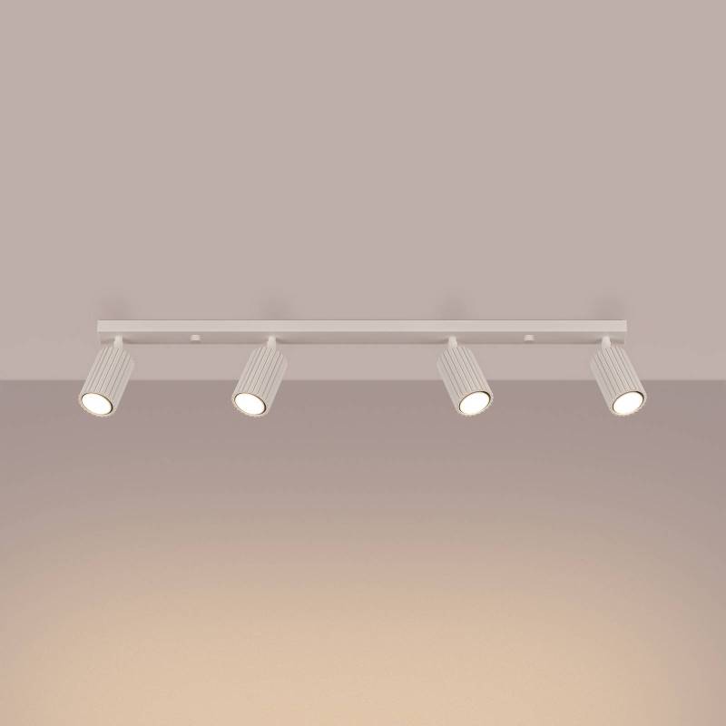 Deckenstrahler Karbon, beige, Länge 81 cm, Aluminium, 4-flg. von SOLLUX LIGHTING