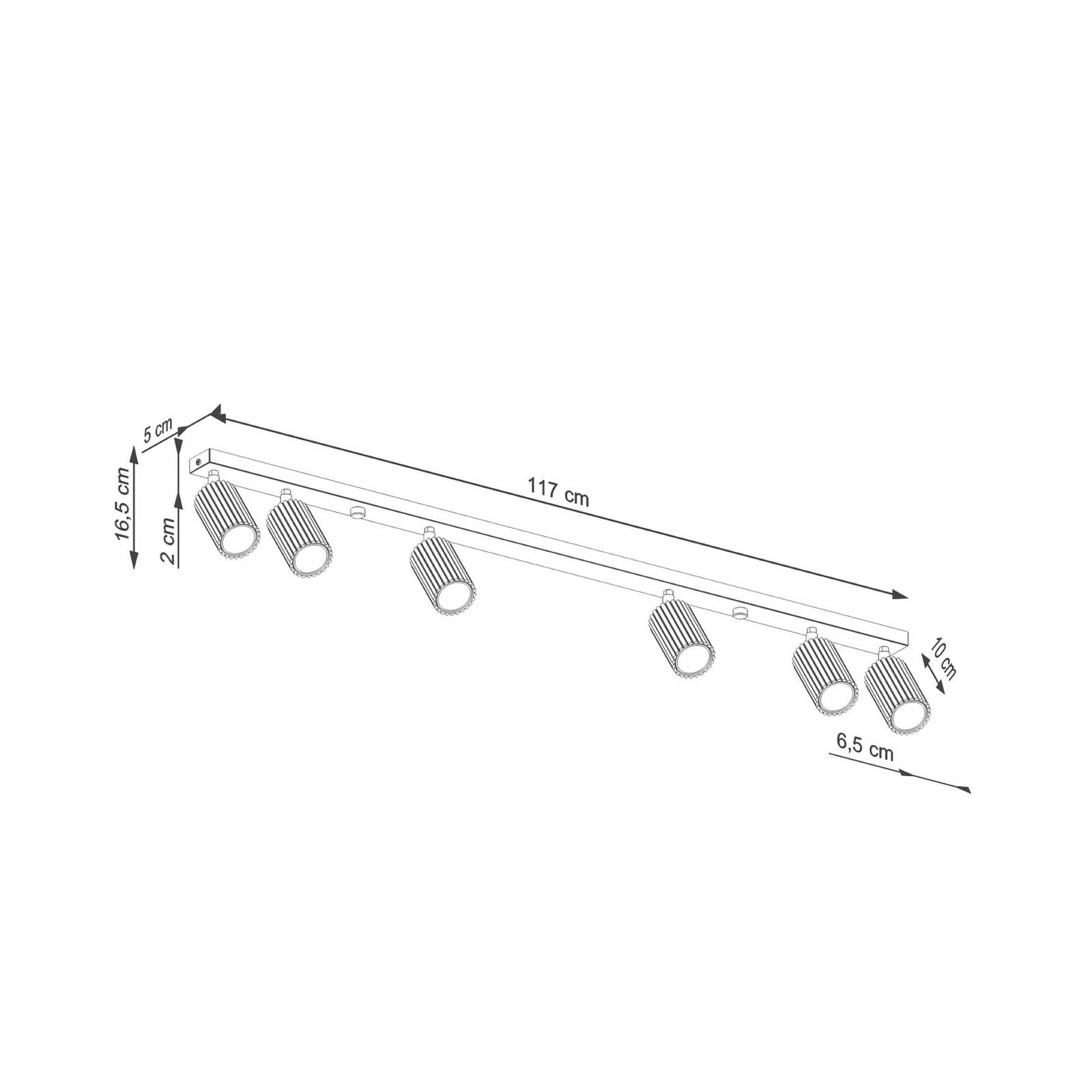 Deckenstrahler Karbon, goldfarben, Länge 117 cm, Alu, 6-flg. Deckenstrahler Karbon, goldfarben, Länge 117 cm, Alu, 6-flg. von SOLLUX LIGHTING