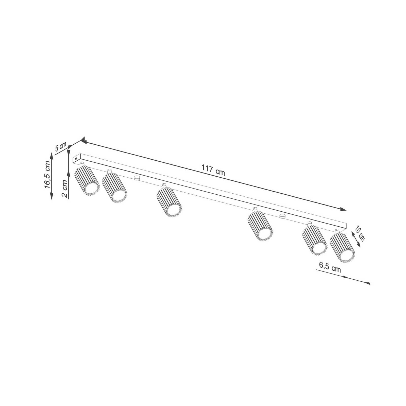 Deckenstrahler Karbon, schwarz, Länge 117 cm, Alu, 6-flg. Deckenstrahler Karbon, schwarz, Länge 117 cm, Alu, 6-flg. von SOLLUX LIGHTING