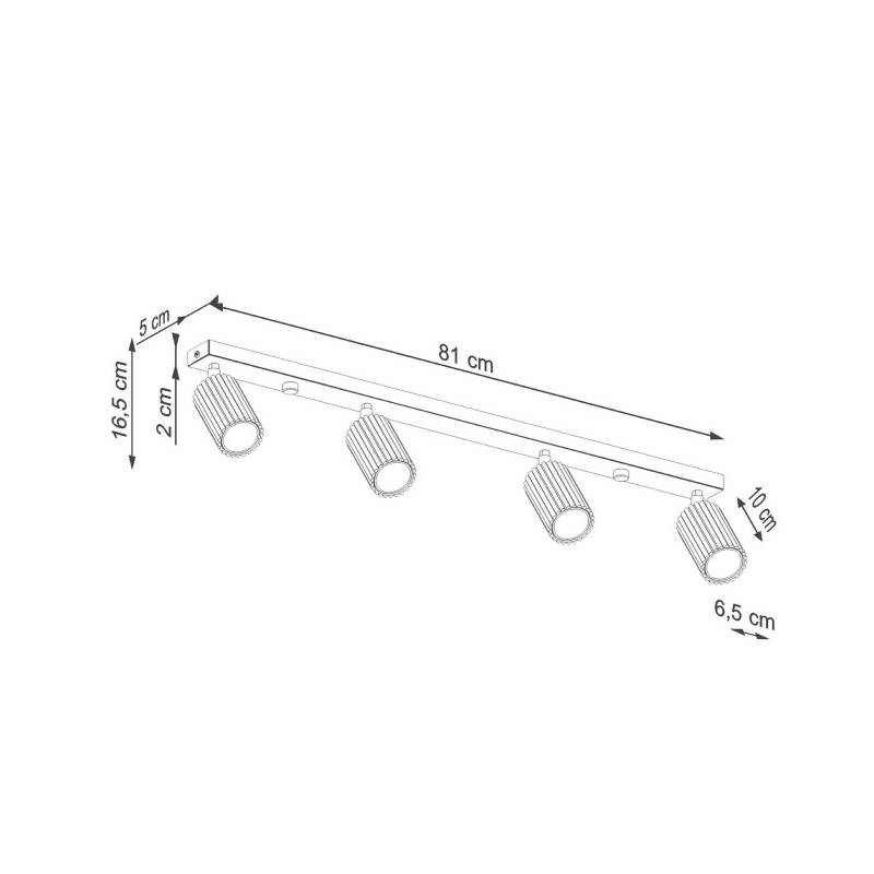 Deckenstrahler Karbon, schwarz, Länge 81 cm, Alu, 4-flg. von SOLLUX LIGHTING