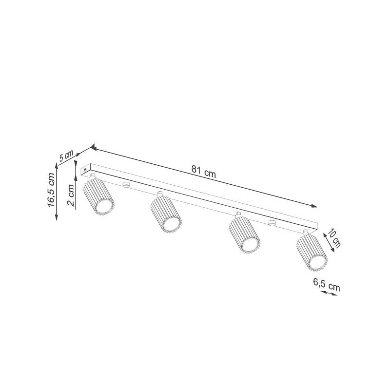 Deckenstrahler Karbon, weiß, Länge 81 cm, Aluminium, 4-flg. von SOLLUX LIGHTING