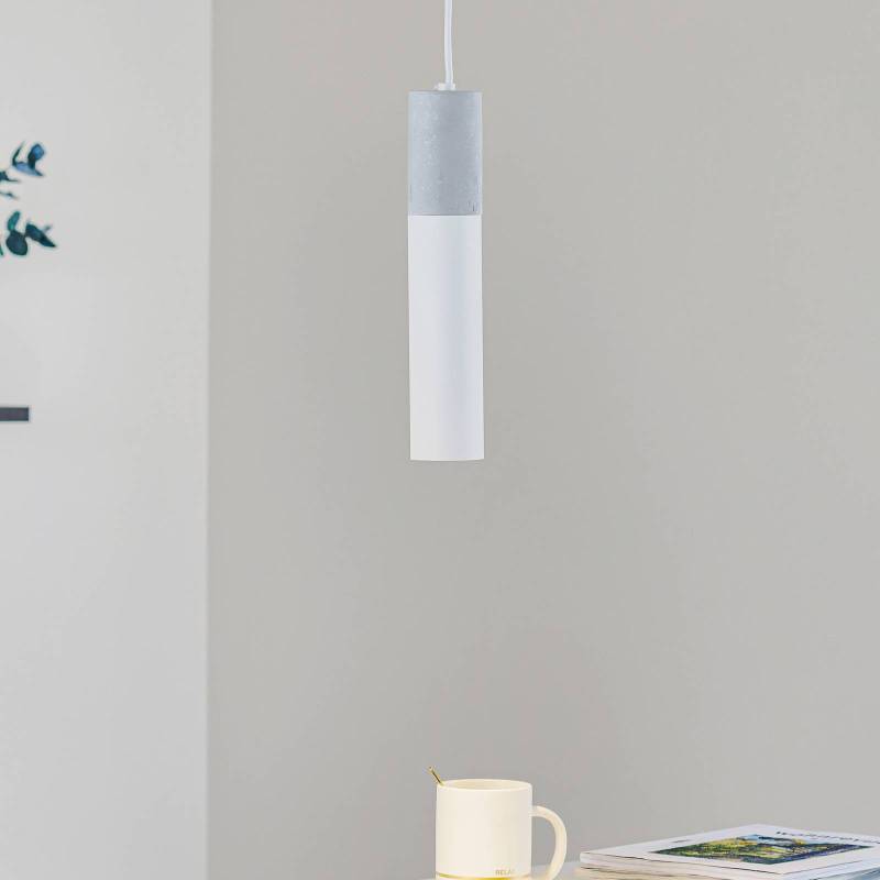Hängeleuchte Tube, Beton, weiß, einflammig von SOLLUX LIGHTING