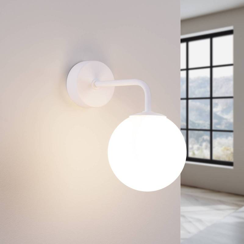Wandlampe Astral, weiß, Ausladung 22 cm, Stahl/Glas von SOLLUX LIGHTING