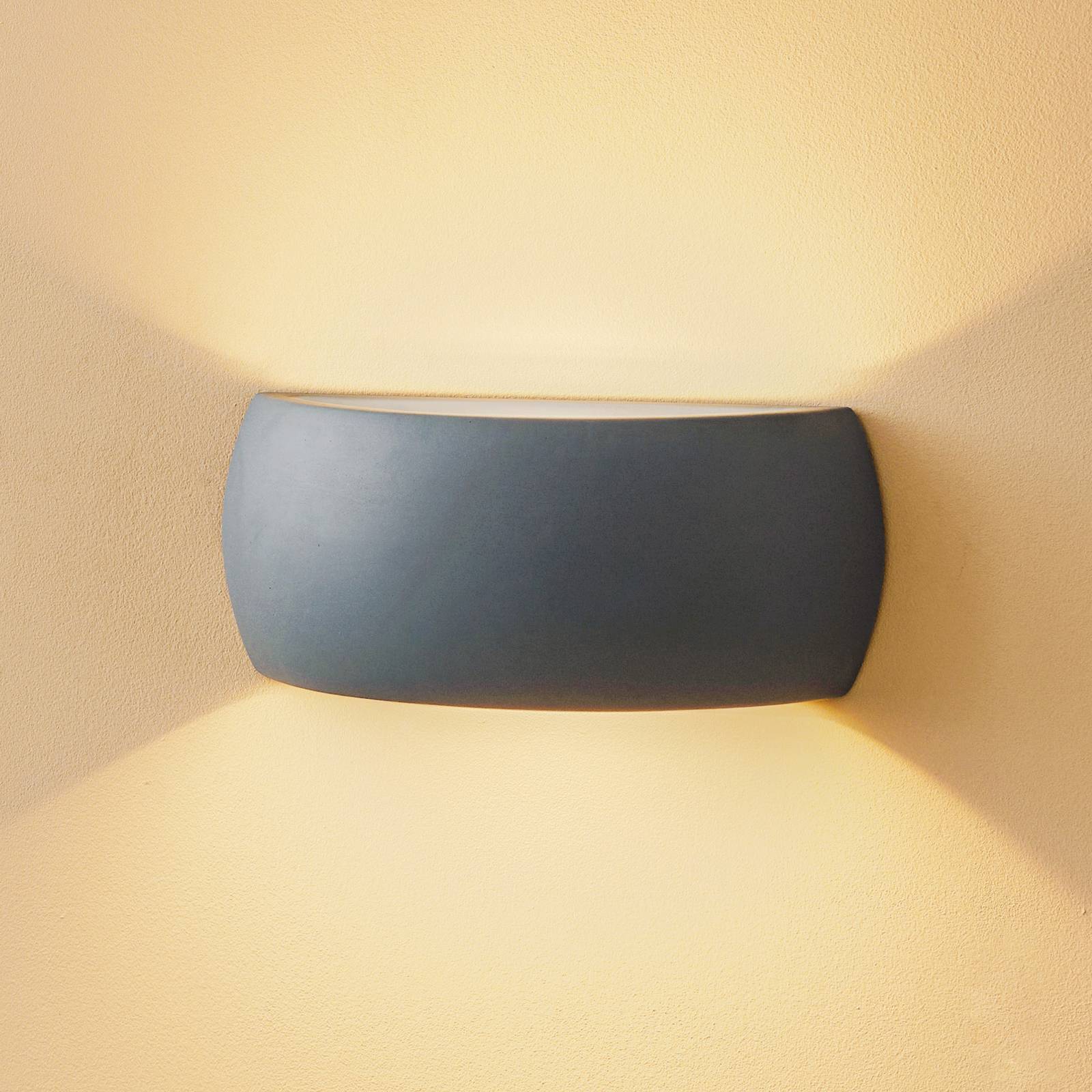 Wandlampe Bow up/down Keramik grau Breite 32 cm von SOLLUX LIGHTING