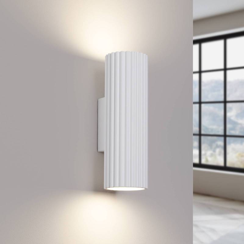 Wandleuchte Karbon, weiß, Höhe 20 cm, Aluminium, 2-flg. von SOLLUX LIGHTING