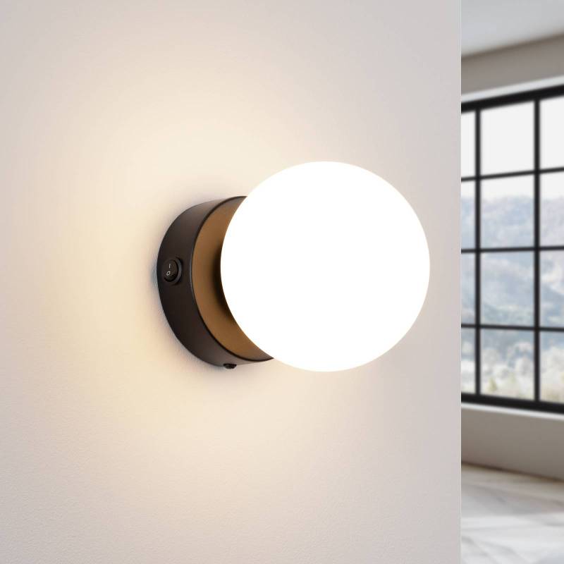 Wandleuchte You, schwarz, Ø 12 cm, Stahl/Glas von SOLLUX LIGHTING