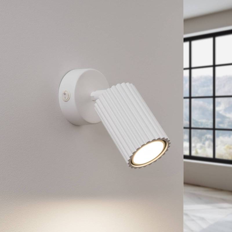 Wandstrahler Karbon, weiß, Ausladung 16 cm, Schalter, Alu von SOLLUX LIGHTING