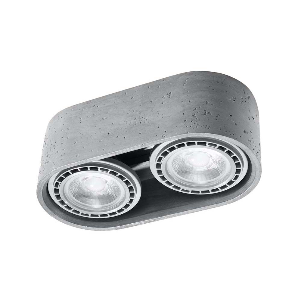 Deckenleuchte, 2-flammig, Grau, Beton, L 27 cm Deckenleuchte, 2-flammig, Grau, Beton, L 27 cm von SOLLUX lighting
