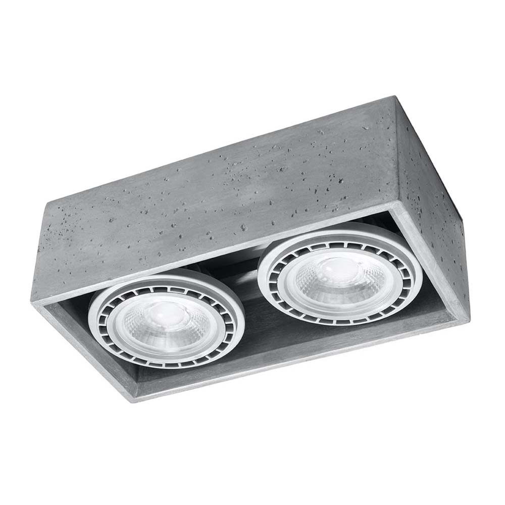 Deckenleuchte, Beton Grau, 2-flammig, L 27 cm Deckenleuchte, Beton Grau, 2-flammig, L 27 cm von SOLLUX lighting