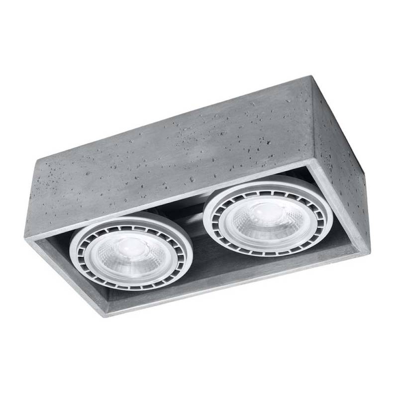 Deckenleuchte, Beton Grau, 2-flammig, L 27 cm von SOLLUX lighting