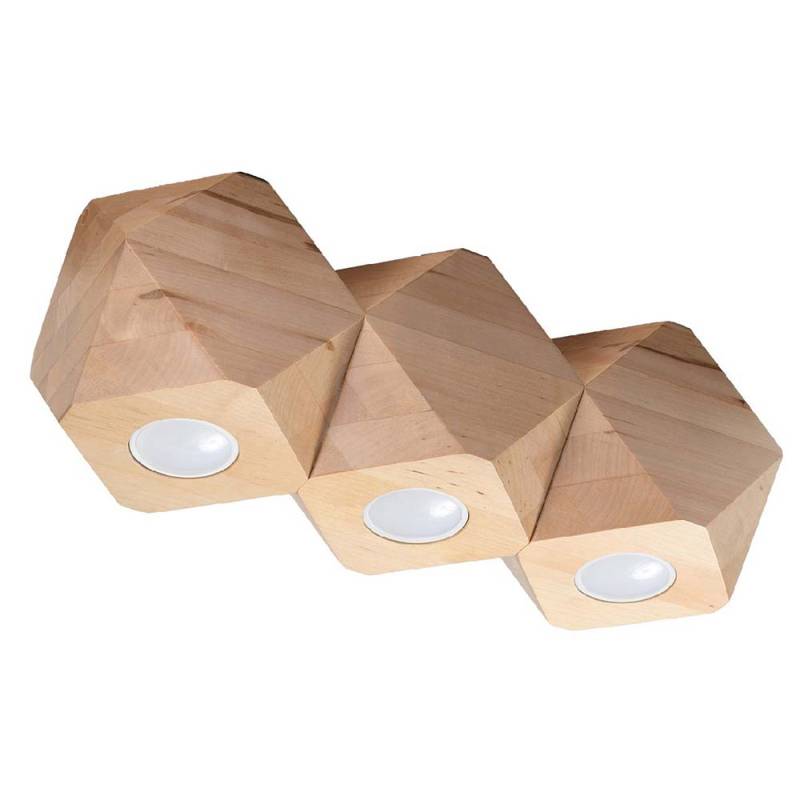 Deckenleuchte, Holz, 3 Flammig, L 36 cm von SOLLUX lighting