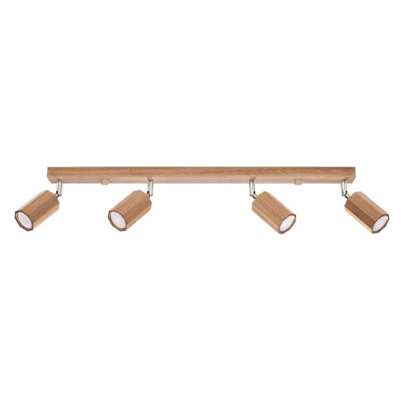 Deckenleuchte, Holz, Eiche, Spots verstellbar, L 80 cm von SOLLUX lighting