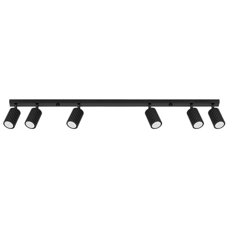 Deckenleuchte, Metall, Schwarz, 6-Flammig, L 117 cm von SOLLUX lighting