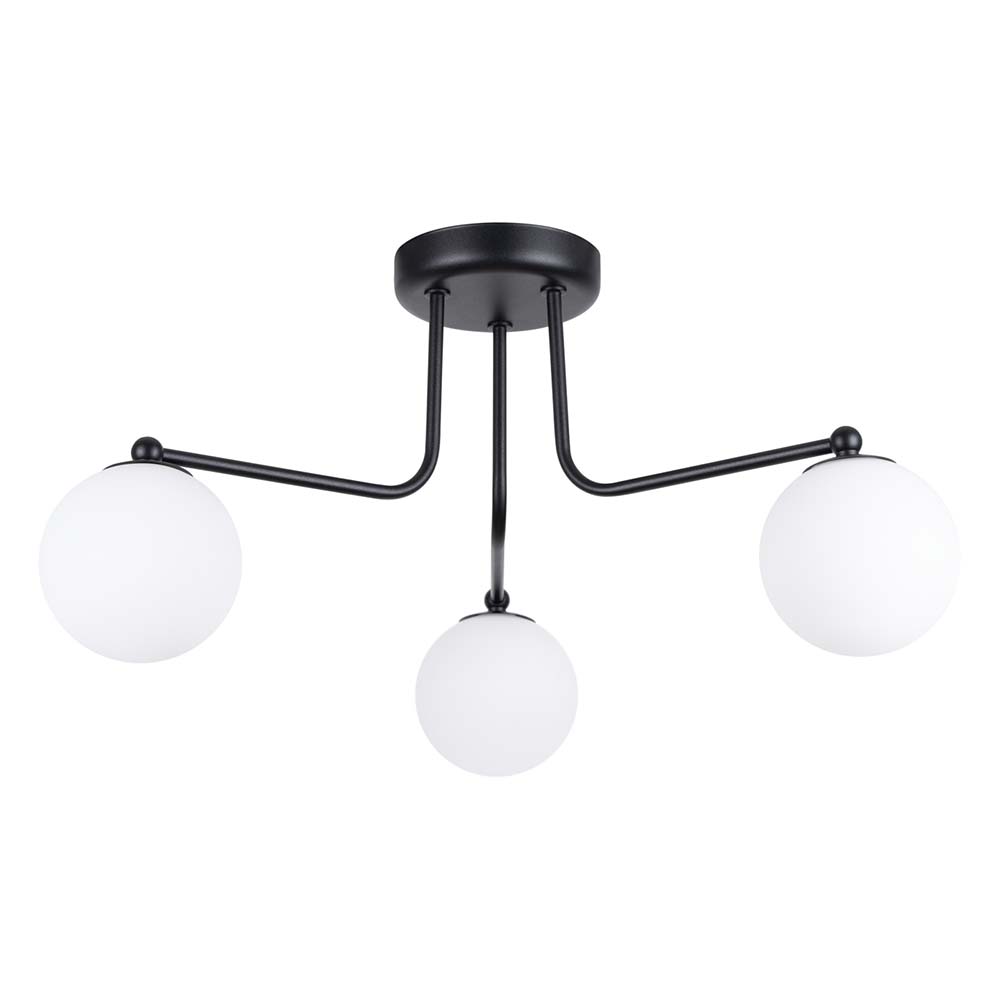 Deckenleuchte, Metall Glas, Schwarz weiß, 3-Flammig Deckenleuchte, Metall Glas, Schwarz weiß, 3-Flammig von SOLLUX lighting