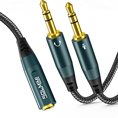 SOLMIMI 3.5mm Headset Adapter 4 Pole Buchse auf 2 X 3 Pole Klinkenstecker Kopfhörer und Mikrofon Audio Y Splitter Kabel für PC, Laptop, Gaming Headset und TRRS Lavalier Mikrofon - 0.3 Meter von SOLMIMI