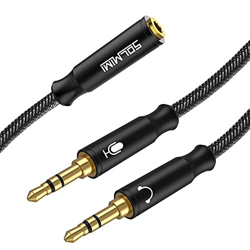 SOLMIMI Headset Adapter für PC 3.5 mm TRRS Buchse auf Dual 3,5 mm TRS-Stecker Kopfhörer Mikrofon Audio Y Splitterkabel für CTIA-Gaming-Headset - 0,3 Meter von SOLMIMI