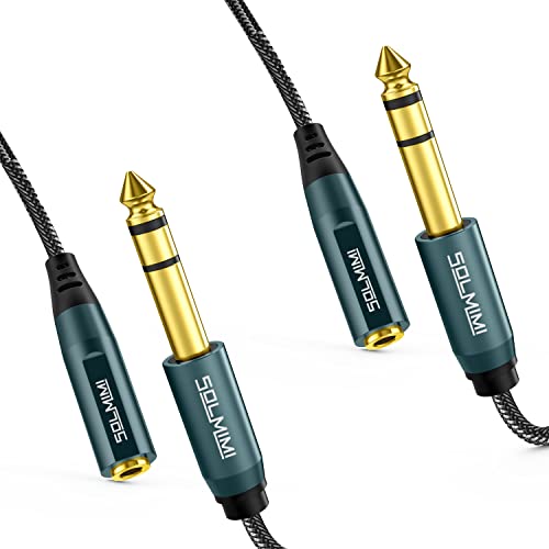 SOLMIMI Klinke Adapter 3.5 mm auf 6.35 mm, (2er-Pack) TRS klinke 3,5 Buchse auf 6,3 Stecker Stereo kopfhörer Audio Adapter Kabel für Verstärker, Gitarre, Klavier, Laptop, Heimkino, Mixer, Bass - 30cm von SOLMIMI