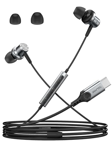 SOLMIMI USB C In Ear Kopfhörer mit Kabel Type C Kopfhörer mit Mikrofon Lautstärkeregler HiFi Sound kompatibel mit Galaxy S23 S22 S21 S20 Serie Android usw - Schwarzgrau von SOLMIMI