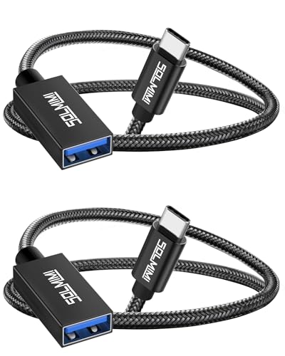 SOLMIMI USB C auf USB Adapter (2 Stück) USB A 3.0 Buchse auf USB C Stecker OTG Typ C Adaptr für Smartphone, Tablet, Notebook, Tastatur, Maus, Speicherkarte und andere USB-Peripheriegeräten - 0.2m von SOLMIMI