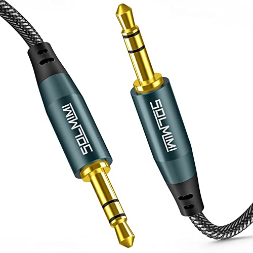 SOLMMI Aux Kabel 3,5mm Stereo Audiokabel (Stecker auf Stecker), Nylon Geflochtenes Hochwertige Kabel Audio Klinkenkabel für Smartphone, Kopfhörer, TV, Stereoanlage, Heimkino,2.4M von SOLMIMI