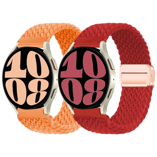 2 Pcs Geflochtenes Armband für Samsung Galaxy Watch 7/6/5/4/FE 40mm 44mm/Watch 6 Classic 43mm 47mm/5 pro 45mm /Watch 4 Classic 42 46mm,20mm Nylon Sport Ersatzband mit Magnetschnalle,Rot/Orange 2 Pcs Geflochtenes Armband für Samsung Galaxy Watch 7/6/5/4/FE 40mm 44mm/Watch 6 Classic 43mm 47mm/5 pro 45mm /Watch 4 Classic 42 46mm,20mm Nylon Sport Ersatzband mit Magnetschnalle,Rot/Orange von SOLOLUP
