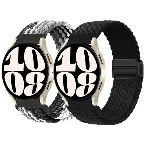 2 Pcs Nylon Armband für Samsung Galaxy Watch 3 45mm/Galaxy Watch 46mm/Gear S3 Frontier,22mm Geflochtenes Sport Ersatzband mit Magnetschnalle für Huawei Watch 2 Classic/3/3 pro/GT/2，Schwarz/Schokolade von SOLOLUP