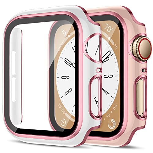 2 Stück Harte PC Hülle für Apple Watch Serie 6 5 4 SE 44mm Gehäuse mit Gehärtetem Glas,Anti-Kratz Bumper Absturzsicherung Vollständiger Schutzhülle für Apple Watch 44mm Cover,Rosa&Rosa/Weiß&Rosa 2 Stück Harte PC Hülle für Apple Watch Serie 6 5 4 SE 44mm Gehäuse mit Gehärtetem Glas,Anti-Kratz Bumper Absturzsicherung Vollständiger Schutzhülle für Apple Watch 44mm Cover,Rosa&Rosa/Weiß&Rosa von SOLOLUP