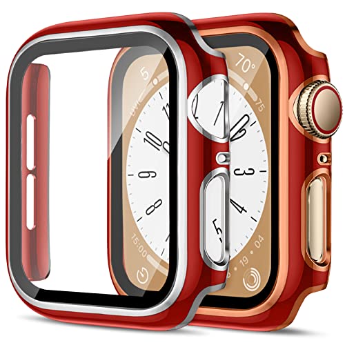 2 Stück Harte PC Hülle für Apple Watch Serie 9/Serie 8/Serie 7 45mm Gehäuse mit Gehärtetem Glas,Anti-Kratz Stürze Vollschutz Schutzhülle Bumper für Apple Watch 45mm Cover,Rot&Rosegold/Rot&Silber 2 Stück Harte PC Hülle für Apple Watch Serie 9/Serie 8/Serie 7 45mm Gehäuse mit Gehärtetem Glas,Anti-Kratz Stürze Vollschutz Schutzhülle Bumper für Apple Watch 45mm Cover,Rot&Rosegold/Rot&Silber von SOLOLUP