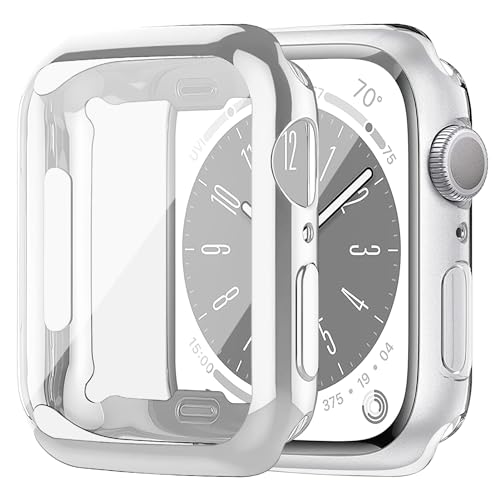 2 Stück Schutzhülle kompatibel mit Apple Watch Series 3/2/1 38mm Hülle，Weiche TPU Cover Vollschutz HD Schutzfolie Protection Case Stoßfest Schutzhülle für iWatch 38mm Case,Silber/transparent von SOLOLUP