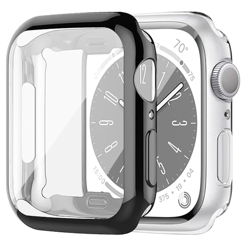 2 Stück Schutzhülle kompatibel mit Apple Watch Series 3/2/1 42mm Hülle，Weiche TPU Cover Vollschutz HD Schutzfolie Protection Case Stoßfest Schutzhülle für iWatch 42mm Case,Schwarz/transparent von SOLOLUP