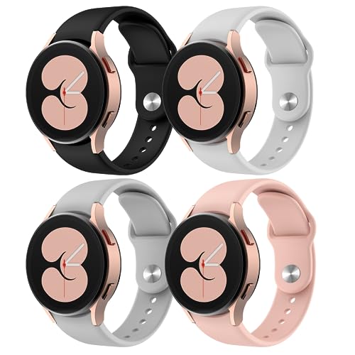 4 Pack Armbänder für Samsung Galaxy Watch 6/5/4 40mm 44mm/Galaxy Watch 6 Classic 43 47mm/Watch 5 Pro 45mm/Watch 4 Classic 42 46mm, 20mm Silikon-Sportarmband für Damen/Herren,Schwarz/Weiß/Grau/Rosa 4 Pack Armbänder für Samsung Galaxy Watch 6/5/4 40mm 44mm/Galaxy Watch 6 Classic 43 47mm/Watch 5 Pro 45mm/Watch 4 Classic 42 46mm, 20mm Silikon-Sportarmband für Damen/Herren,Schwarz/Weiß/Grau/Rosa von SOLOLUP