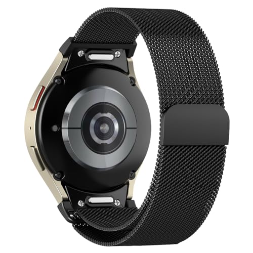 Edelstahl Armband für Samsung Galaxy Watch 6/5/4 40mm 44mm/Watch 5pro 45mm/Watch 4 Classic 42 46mm,Magnetische Loop Mesh Metall Armbänder für Galaxy Watch 6 Classic 43mm 47mm Milanese Armband，Schwarz von SOLOLUP