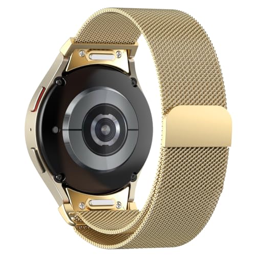 Edelstahl Armband für Samsung Galaxy Watch 6/5/4 40mm 44mm/Watch 5pro 45mm/Watch 4 Classic 42mm 46mm,Magnetische Loop Mesh Metall Armbänder für Galaxy Watch 6 Classic 43mm 47mm Milanese Armband，Gold von SOLOLUP