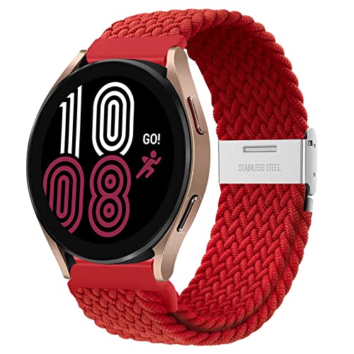 Geflochtenes Solo Loop Armband Kompatibel mit Samsung Galaxy Watch 6/6 Classic/Watch 5/5 Pro/Watch 4/4 Classic/3 41mm/Active，20mm Verstellbares Nylon Ersatzband Sportband für Männer Frauen，Rot von SOLOLUP