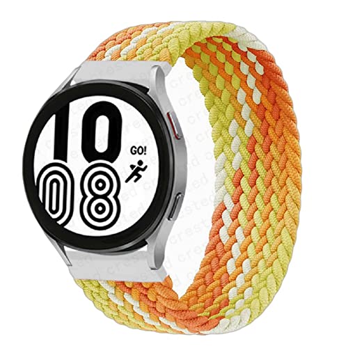 Geflochtenes Solo Loop Armband für Samsung Galaxy Watch 5/4 40mm 44mm/Galaxy Watch 5 Pro 45mm/Galaxy Watch 4 Classic 42mm 46mm, 20mm Elastisch Uhrenarmband Sport Ersatzarmband(Orange Gelb,20mm-M) von SOLOLUP