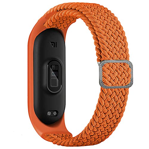 Geflochtenes Solo Loop kompatibel für Xiaomi mi Band 7 6 5, verstellbares Nylon geflochtenes dehnbares elastisches Sportband für Xiaomi Miband 7 6 5 Papaya von SOLOLUP