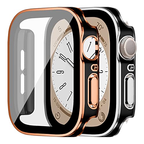 Gehäuse für Apple Watch Series 6/5/4/SE 40mm,Kratzfestes und HD Clear PC Gehäuse mit Bildschirmschutz für iwatch Series 6 SE 5 4 40mm[2 Stück], Silber 2 + Roségold 2 von SOLOLUP