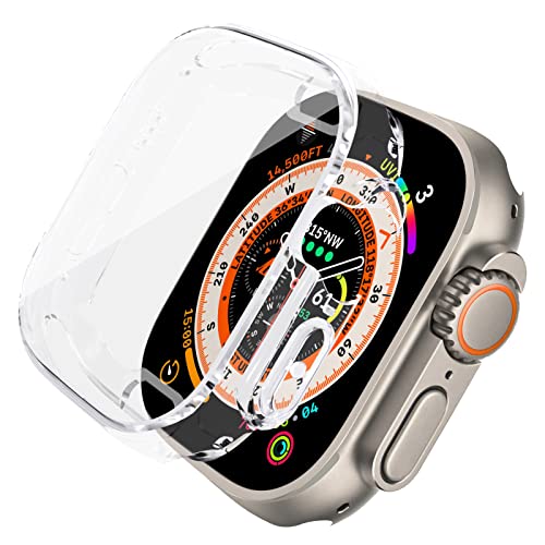 Gehäuse mit Gehärtetem Glas Displayschutz für Apple Watch Ultra 49mm, Kratzfeste TPU-Schutzhülle für iWatch Series Ultra,Transparent von SOLOLUP