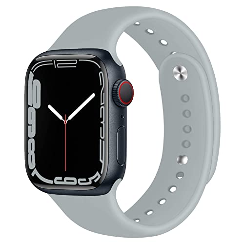 Kompatibel für Apple Watch Band 49mm 45mm 44mm 42mm Weiches Silikonarmband für iWatch Ultra Series 8 7 6 SE 5 4 3 2 1 Armband Damen Herren Armbänder, 42/44/45/49mm,Grau（Patentiert） von SOLOLUP