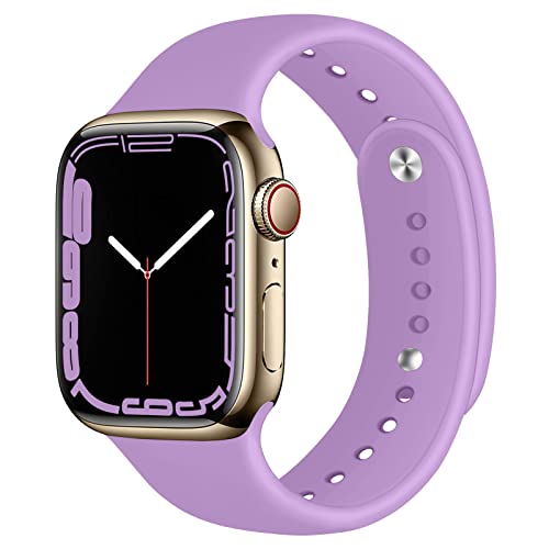 Kompatibel für Apple Watch Band 49mm 45mm 44mm 42mm Weiches Silikonarmband für iWatch Ultra Series 8 7 6 SE 5 4 3 2 1 Armband Damen Herren Armbänder, 42/44/45/49mm,Lavendel（Patentiert） von SOLOLUP