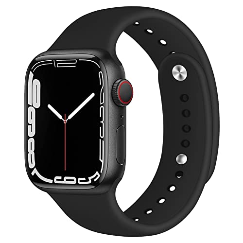 Kompatibel für Apple Watch Band 49mm 45mm 44mm 42mm Weiches Silikonarmband für iWatch Ultra Series 8 7 6 SE 5 4 3 2 1 Armband Damen Herren Armbänder, 42/44/45/49mm,Schwarz（Patentiert） von SOLOLUP