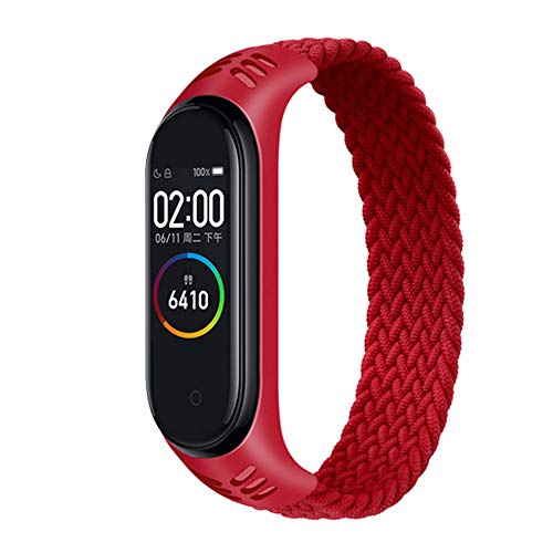 Kompatibles Armband für Xiaomi Mi Band 7 6 5 4 3, Nylon Braided Stretch Solo Loop Armbänder Uhr, Sport Ersatz Gurt mit Xiaomi Band Miband 7 5 6 4 3, Rot, XL von SOLOLUP