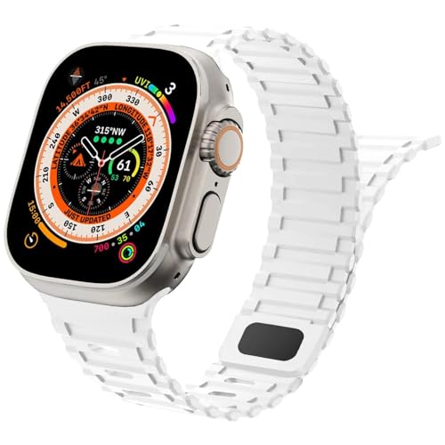 Magnetisches Uhrenarmband kompatibel mit Apple Watch Armbänd 41mm 40mm 38mm，Weiches Silikon Sport Loop Magnet Ersatzarmband für Apfelband iWatch Series 9/8/7/6/5/4/3/2/1 SE，Weiß，38mm 40mm 41mm von SOLOLUP